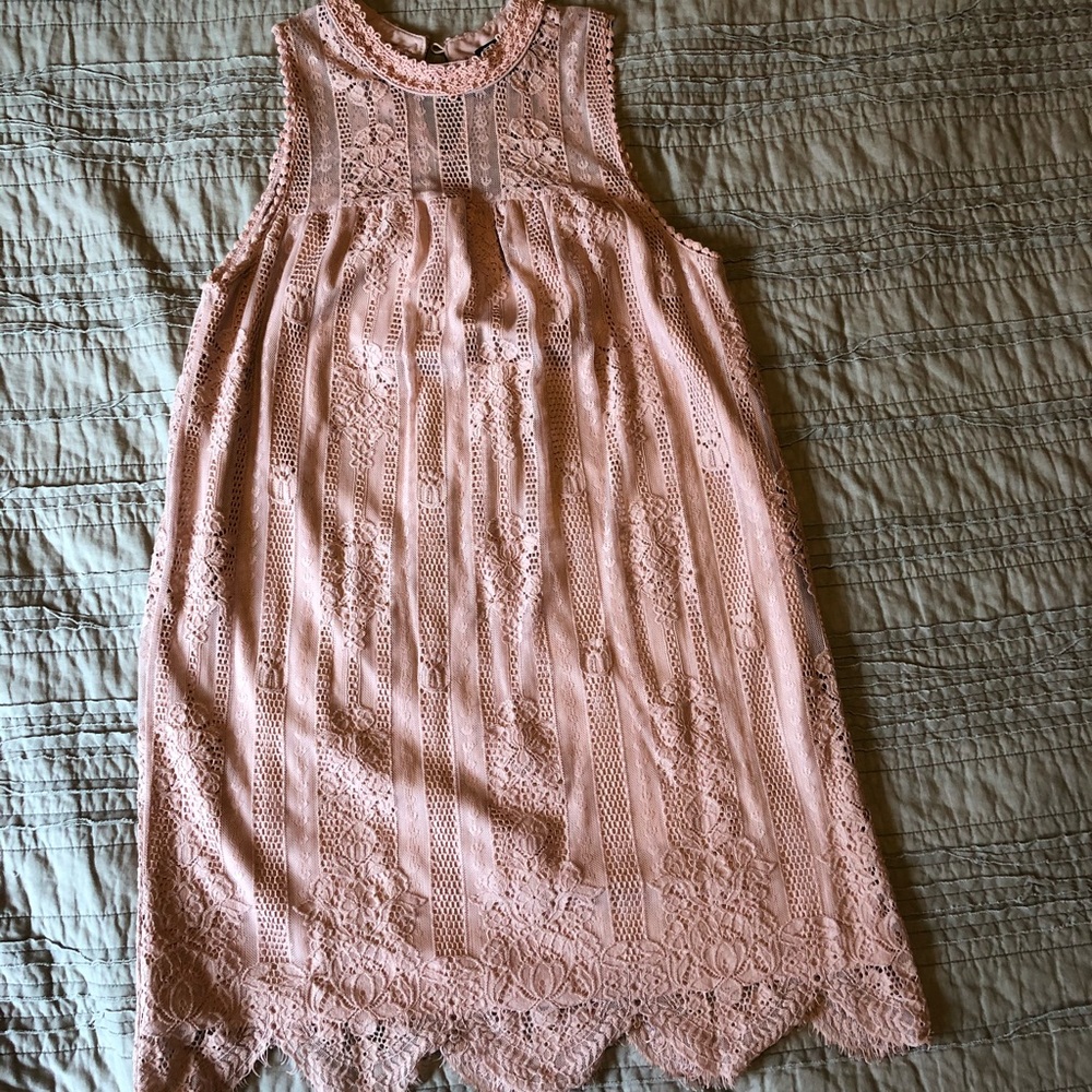 Blush pink lace dress